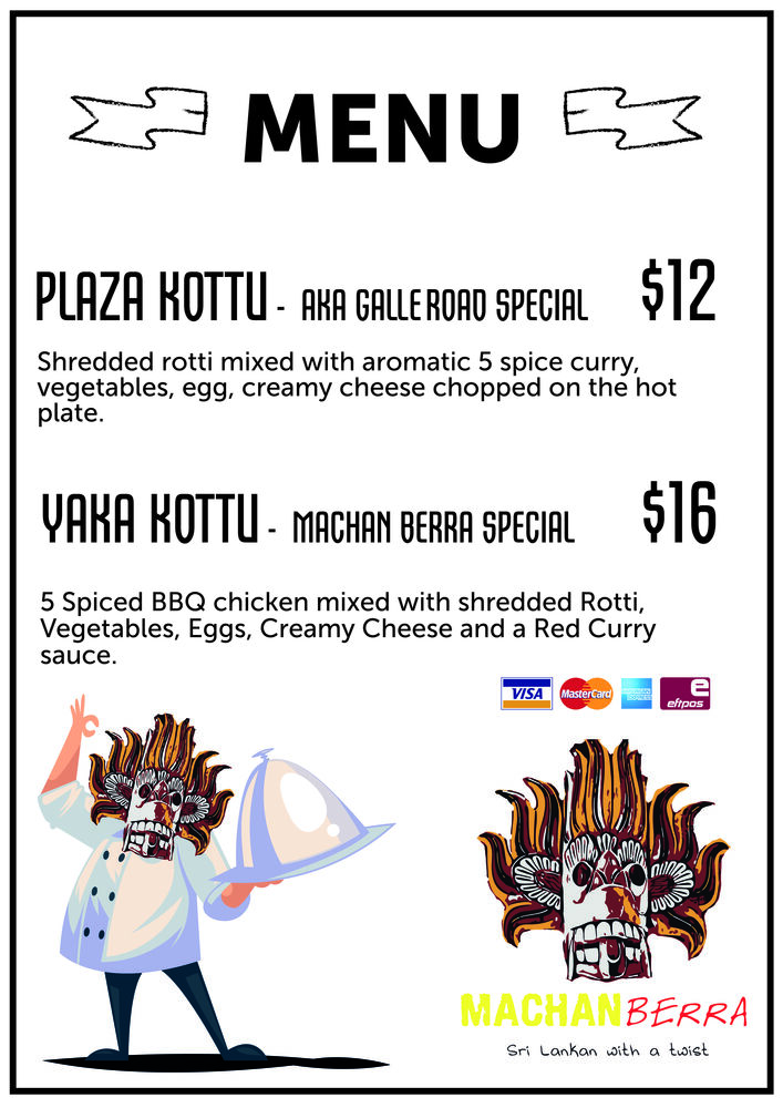 Machan Berra: menu design